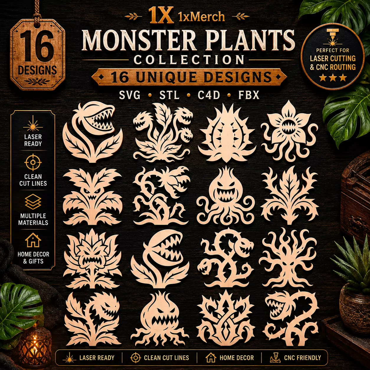 Monster Plants Collection Fantasy Carnivorous Plant Pack 3D print model
