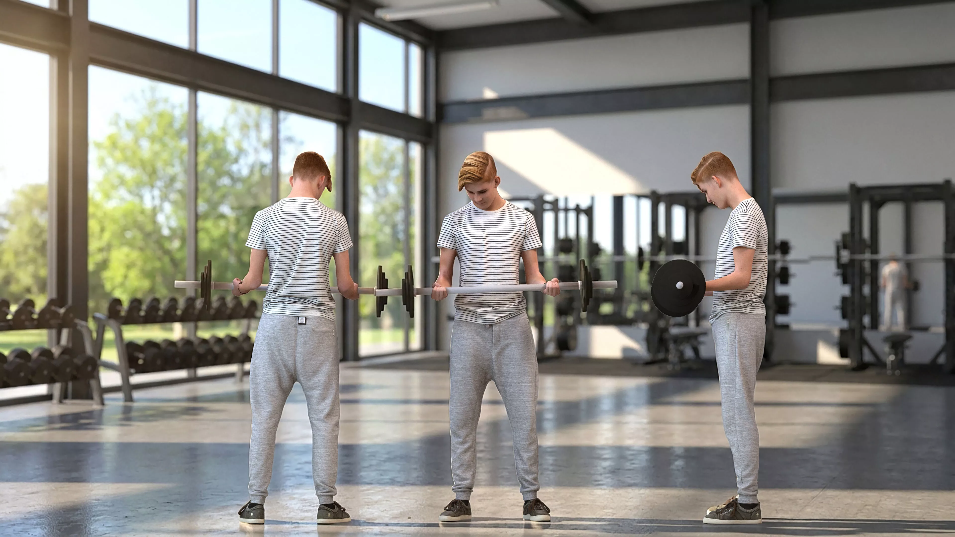 Adult Caucasian man exercising in athletic wear for sports 3D model