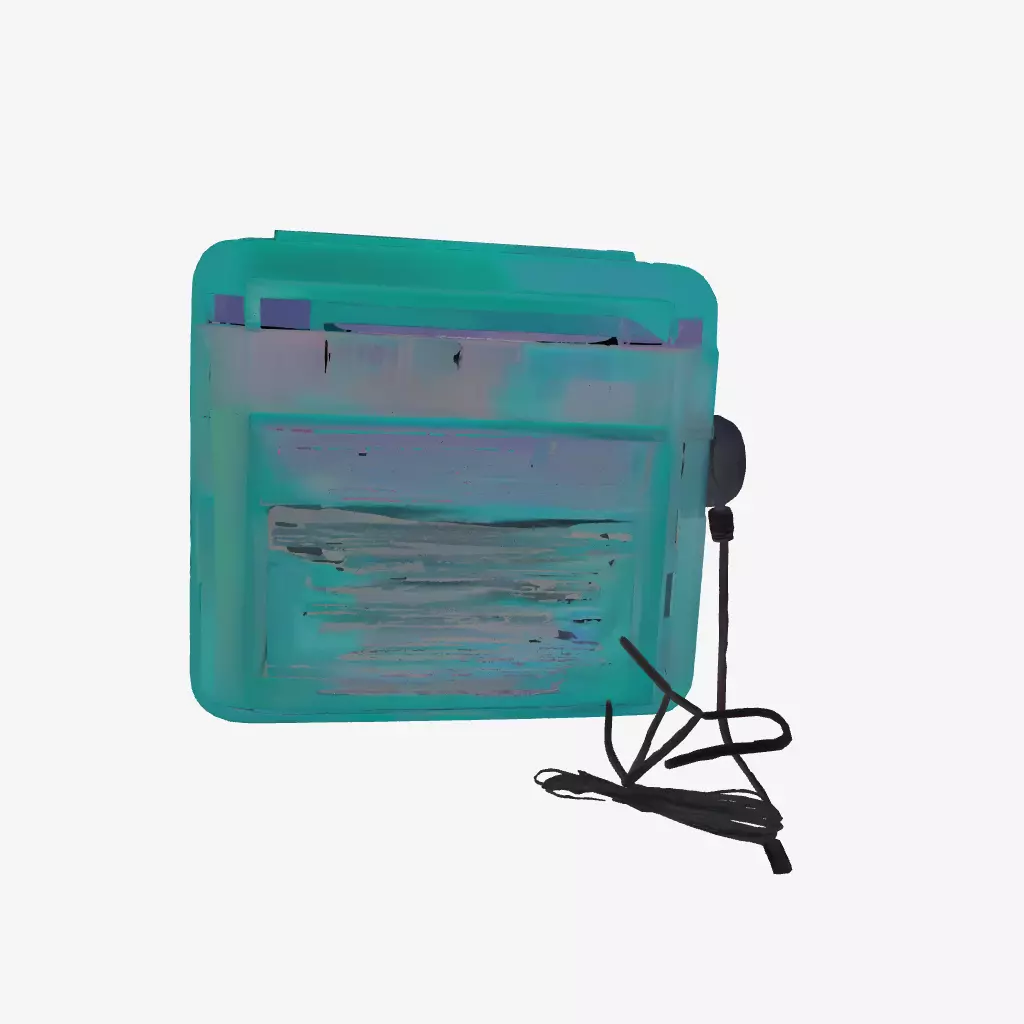Cyberpunk Retro Cassette Player in Cyan and Pink 3D model