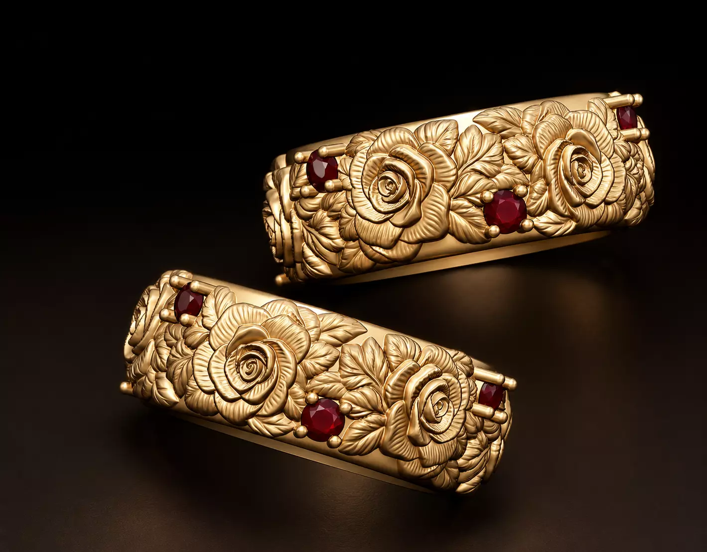 Rose Floral Diamond Band Ring STL 3D print model