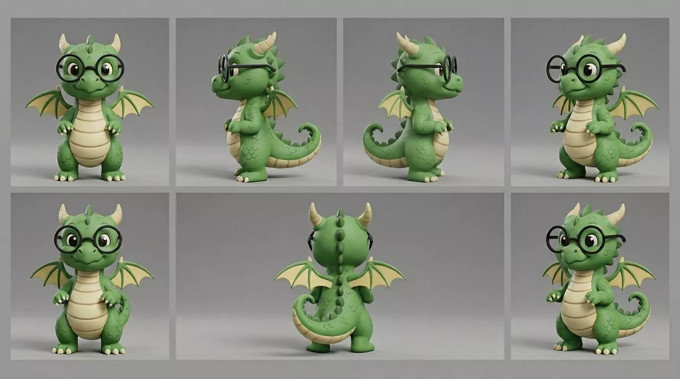 Baby Dragon with Oversized Glasses 3D Character Model 3D print model