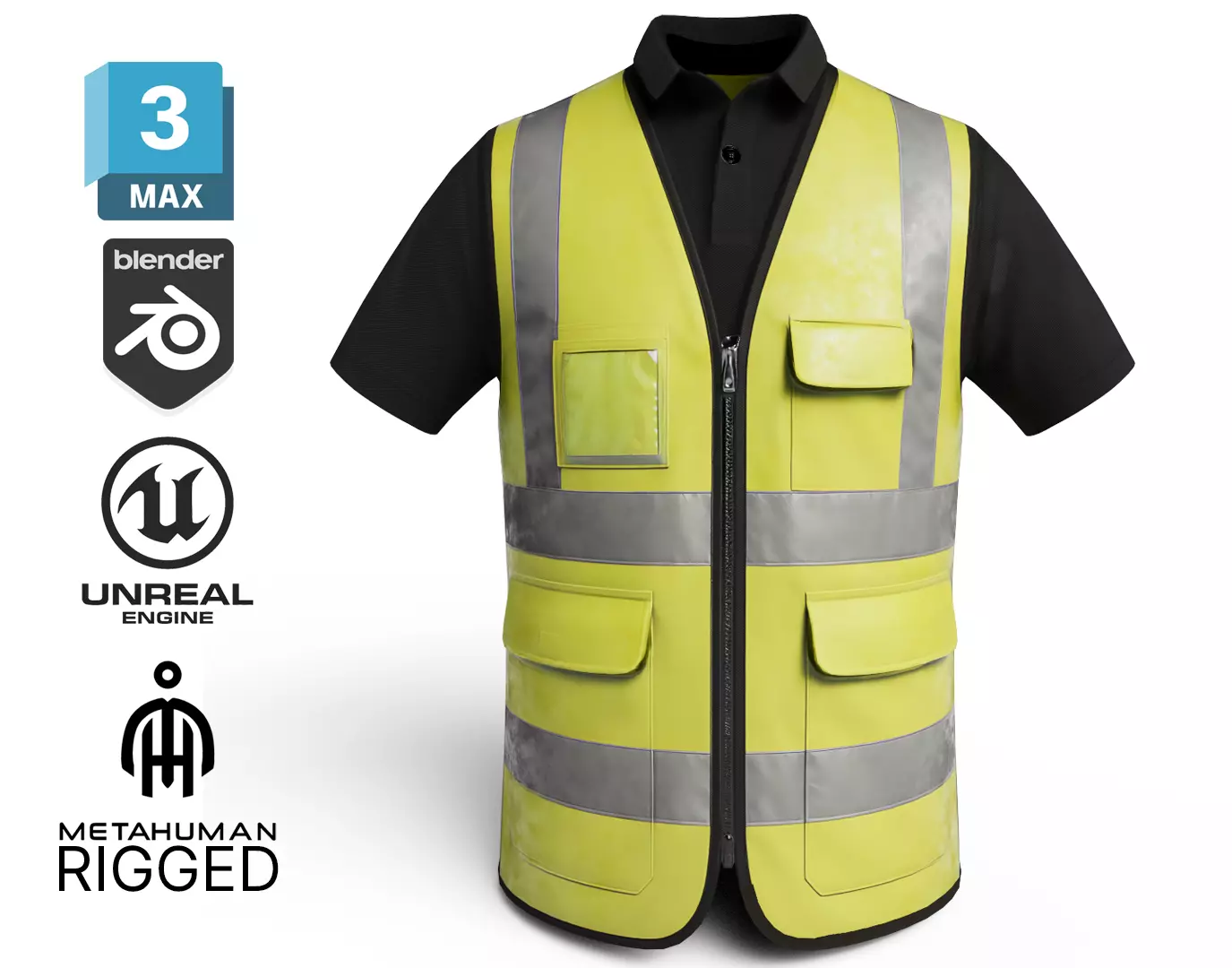 Safety Vest - Hivis - 46 - Rigged - outfit Low-poly 3D model