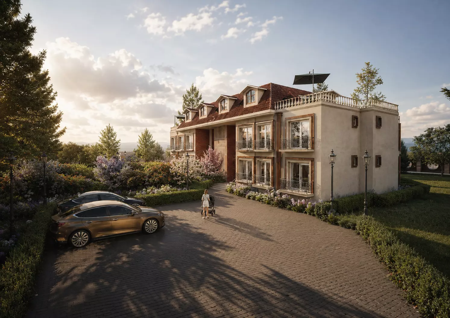 Traditional House with Garden - Revit Model 3D model