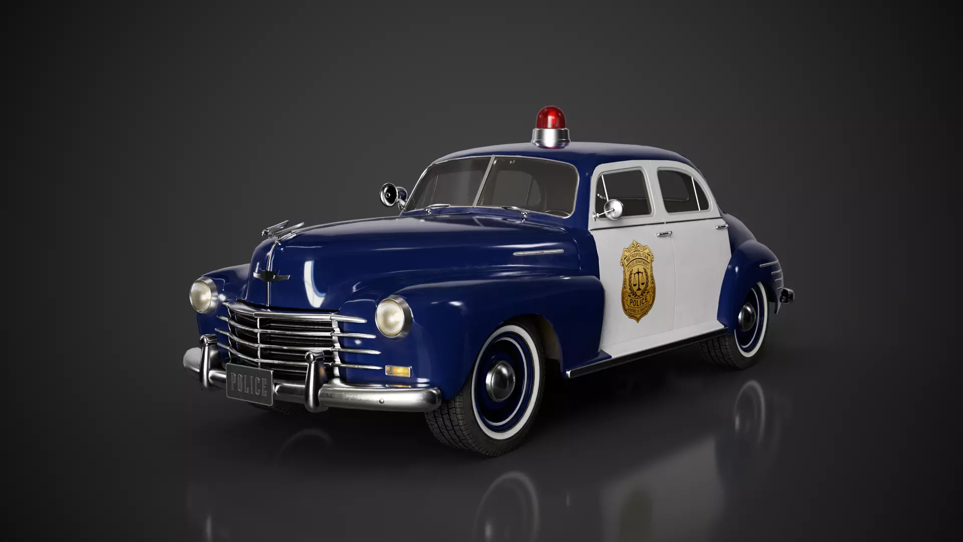 Retro Police Car Game Ready Low-poly 3D model