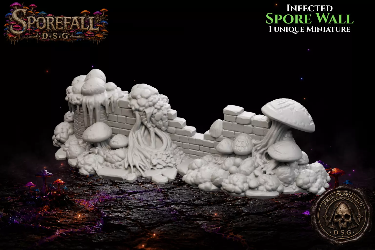 Infected Terrain - Spore Wall FREE DOWNLOAD Free 3D print model