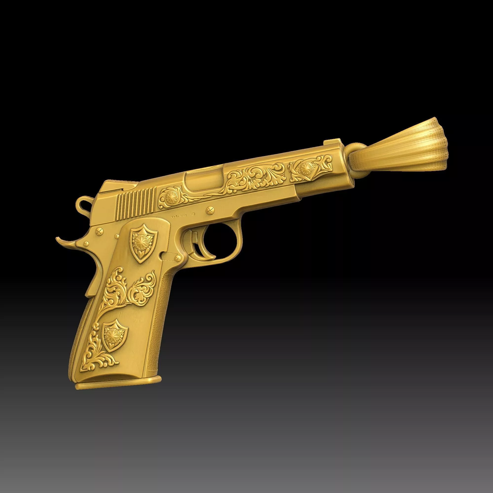 Engraved Antique Pistols - one inch pendant 3D print model