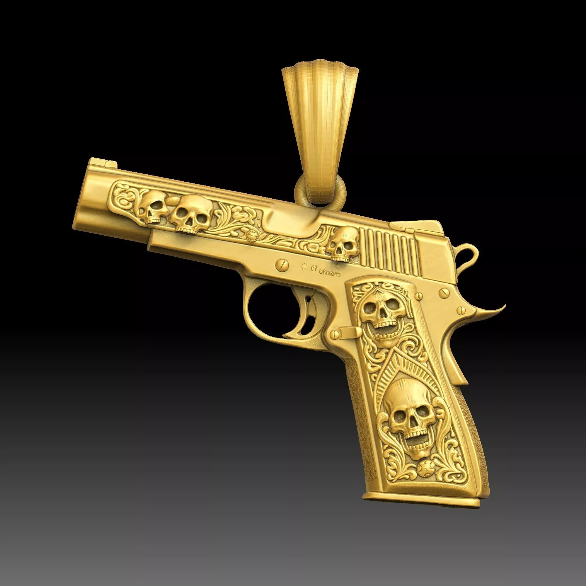 Engraved Antique Pistols - one inch pendant 3D print model