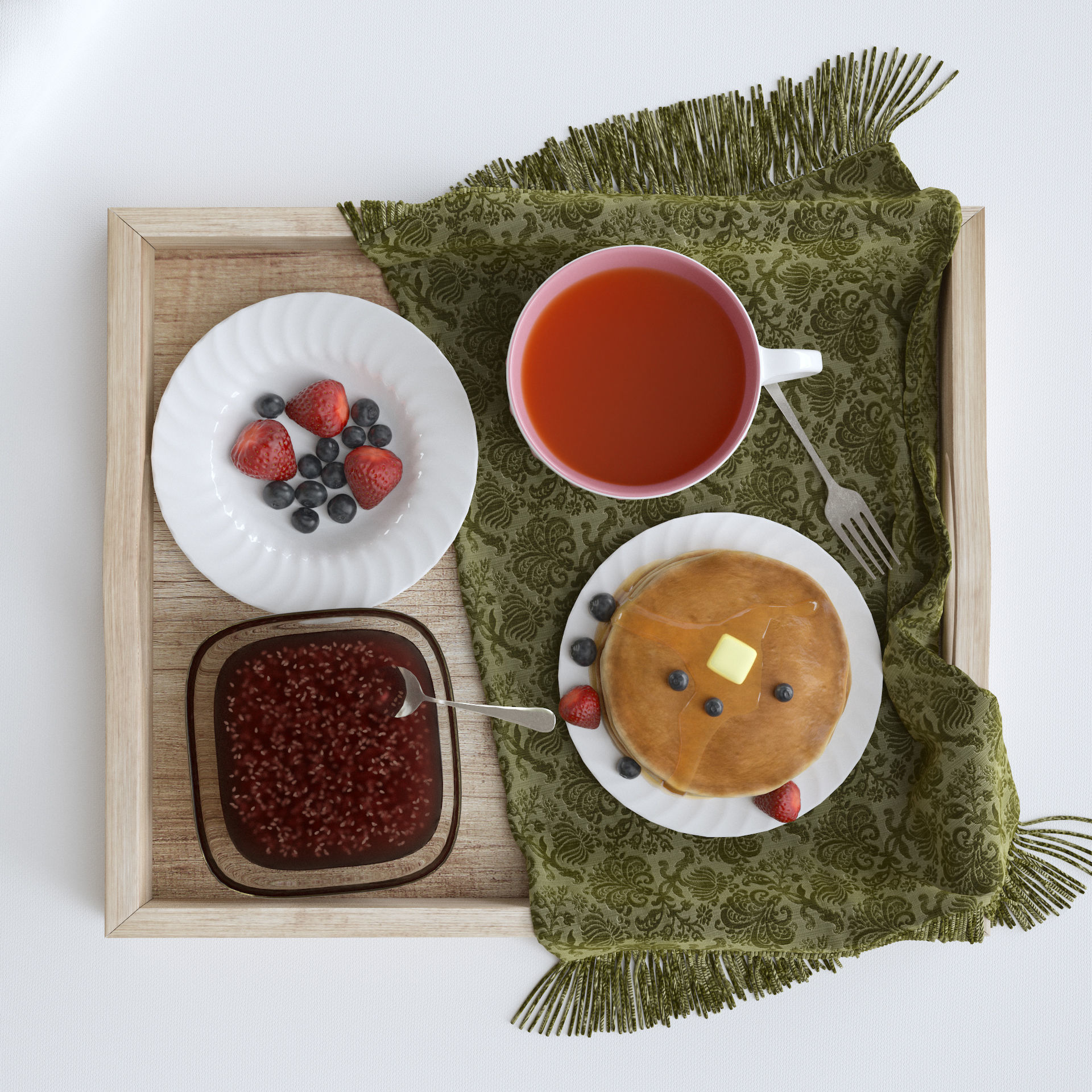 Breakfast in bed 3D model_2