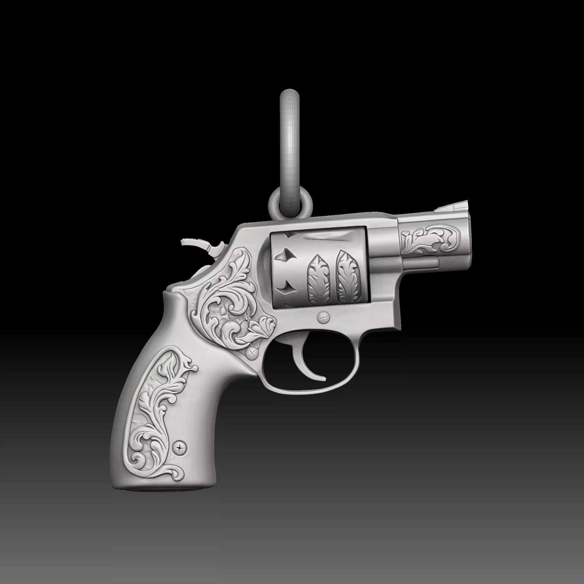 Engraved Antique Pistols - one inch pendant 3D print model