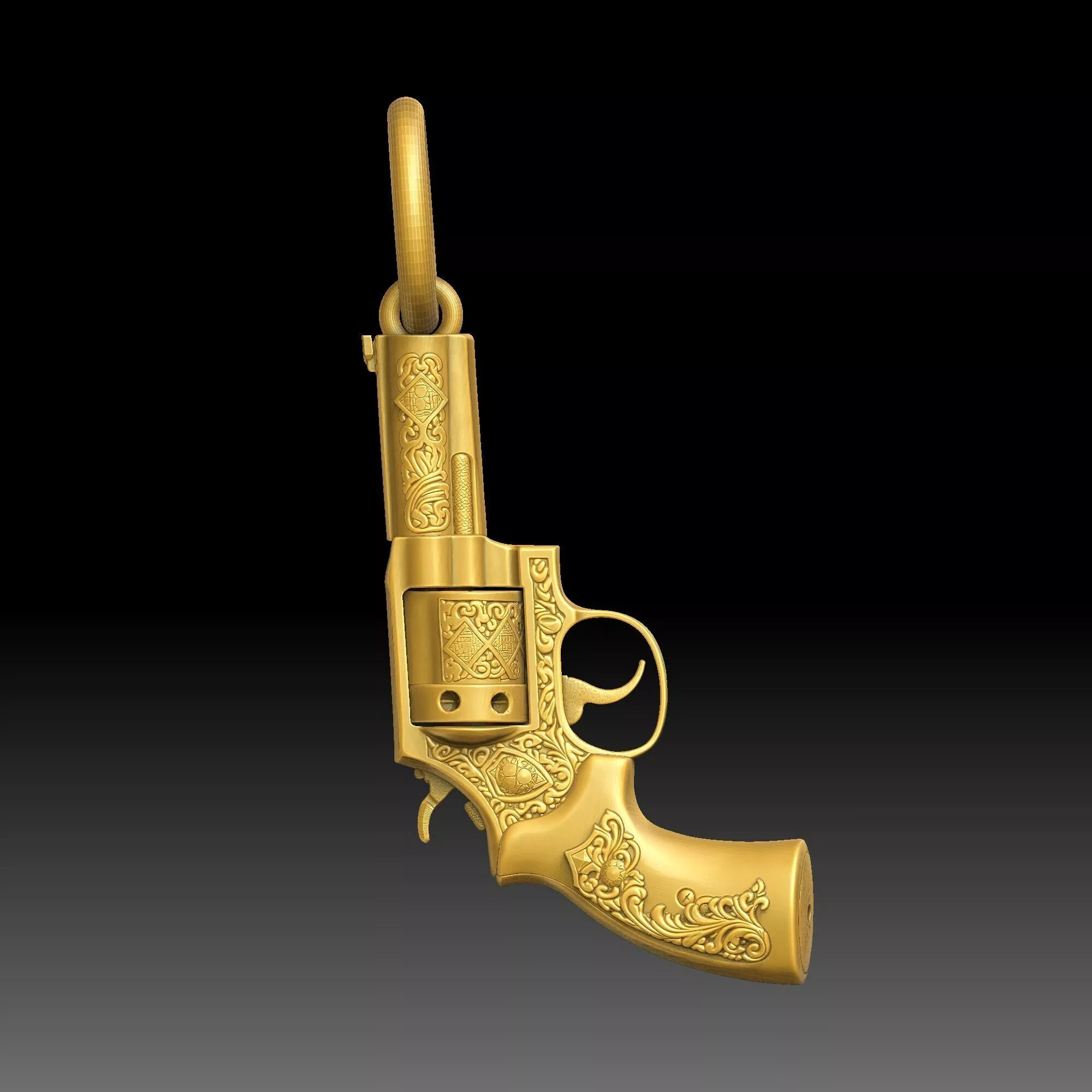 Engraved Antique Pistols - one inch pendant 3D print model