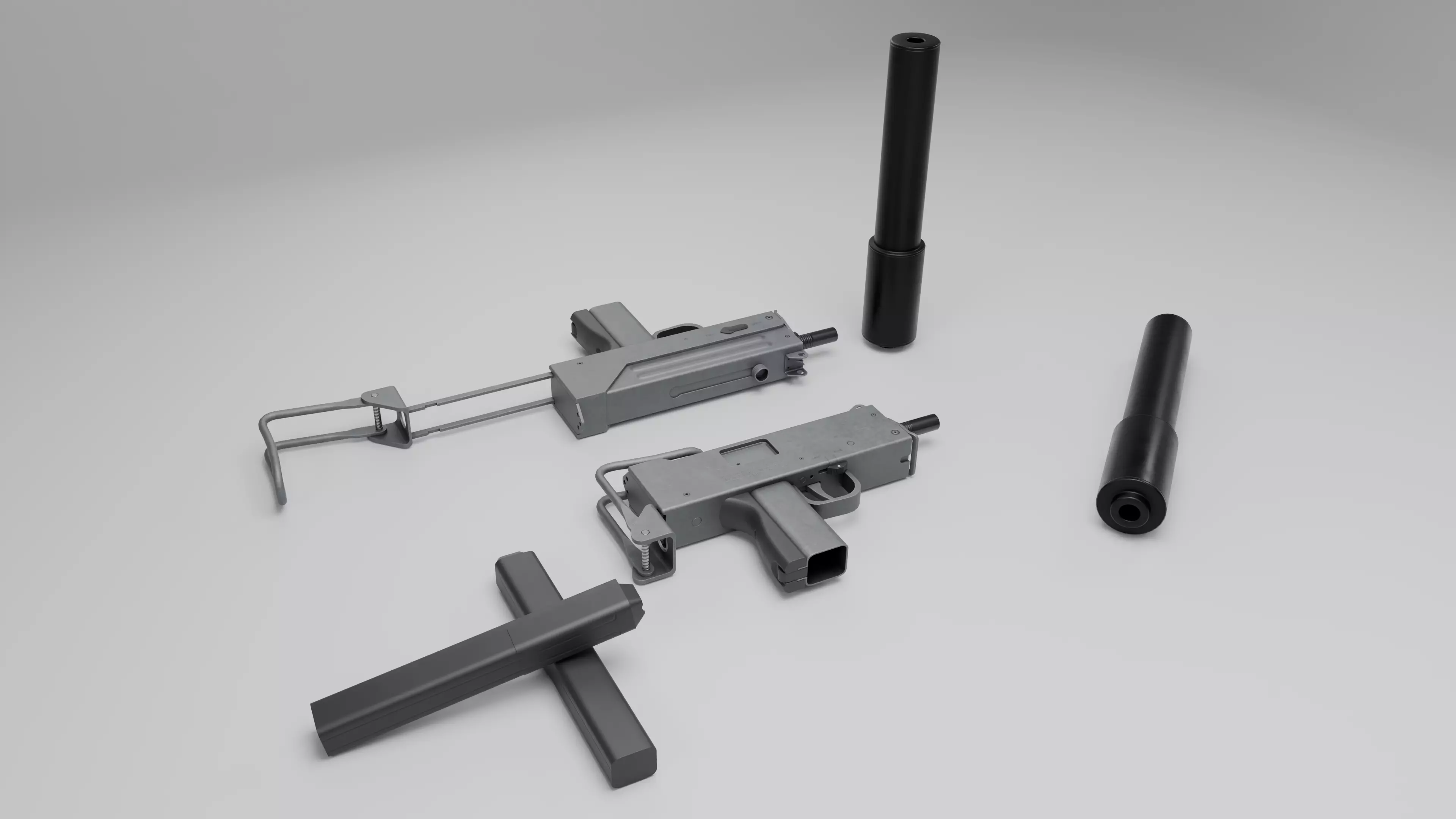 Mac 10 Low Poly 3D Model Low-poly 3D model