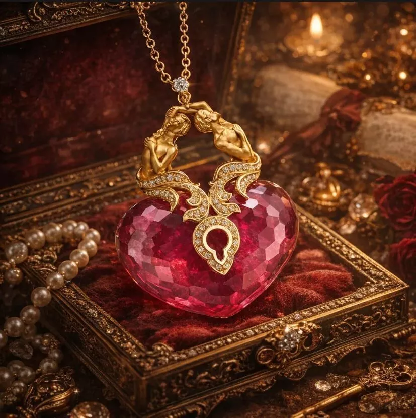 Magerit Heart Pendant Luxury Jewelry Gold 3D print model