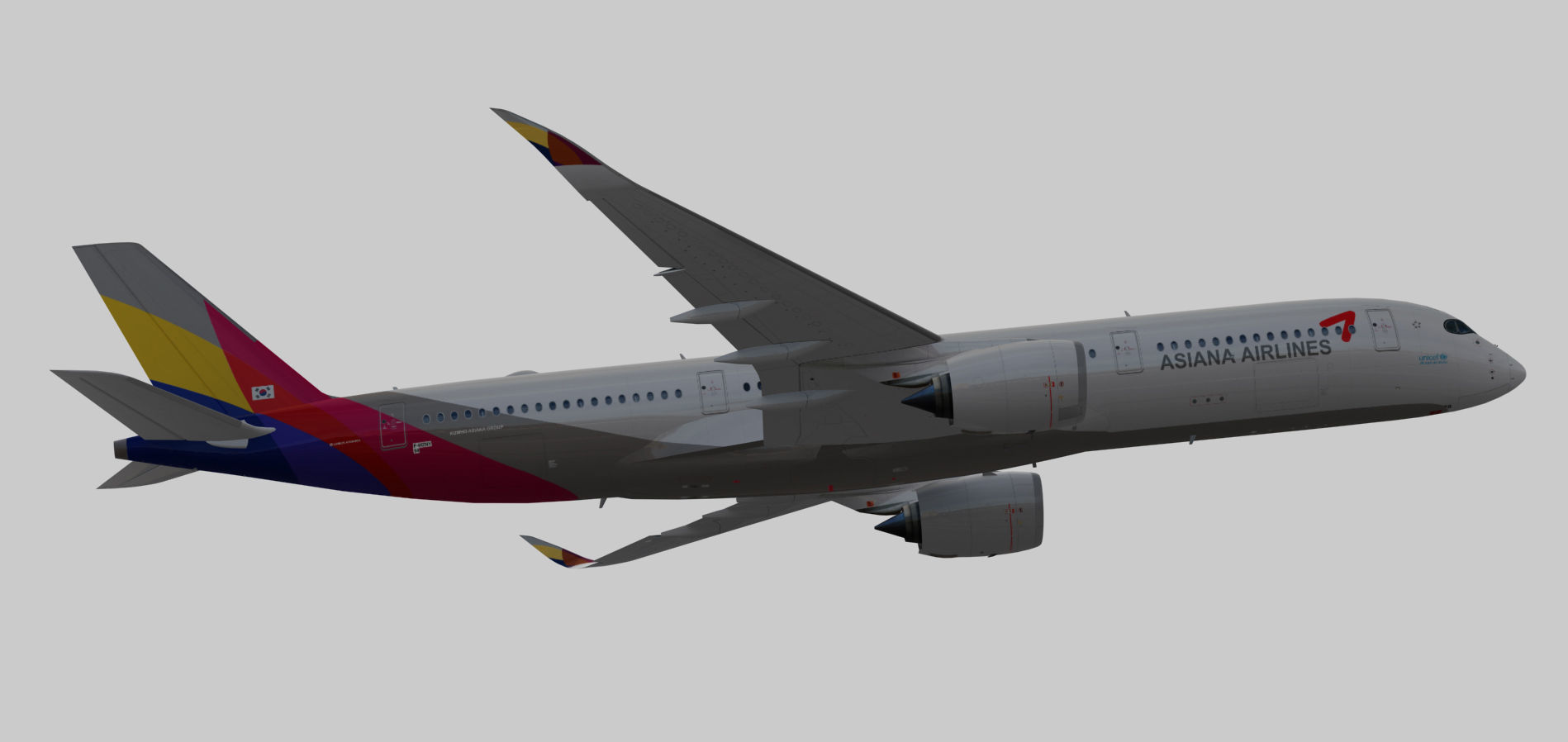 Airbus A350-900 XWB Asiana Airlines HL8078 Low-poly 3D model_12
