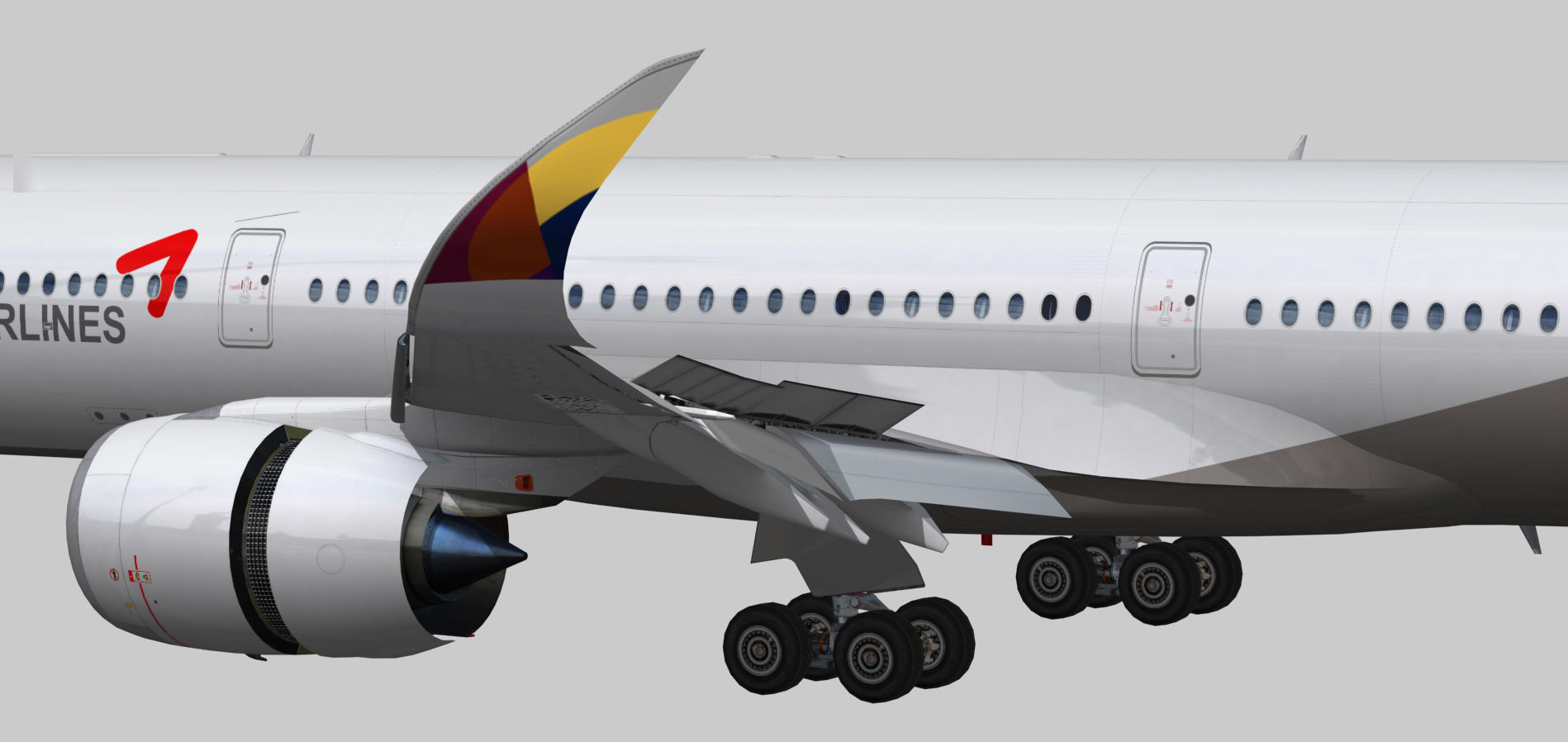 Airbus A350-900 XWB Asiana Airlines HL8078 Low-poly 3D model_8