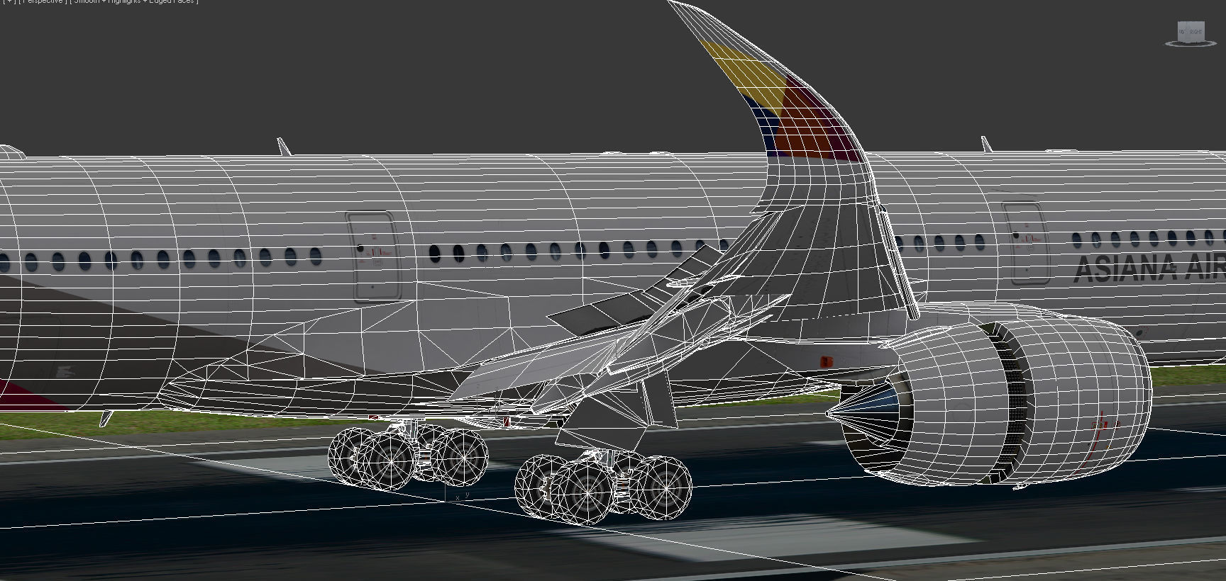 Airbus A350-900 XWB Asiana Airlines HL8078 Low-poly 3D model_23