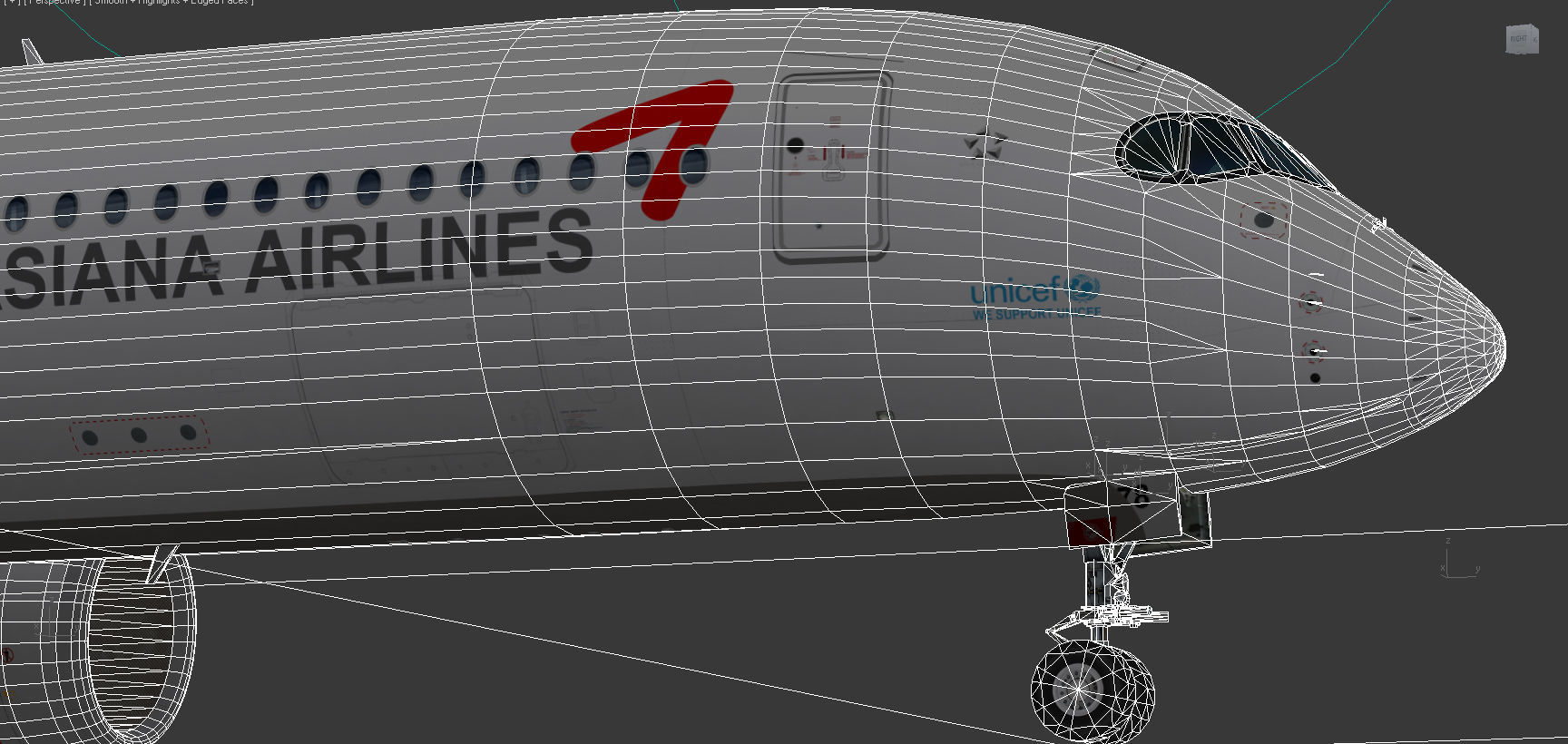 Airbus A350-900 XWB Asiana Airlines HL8078 Low-poly 3D model_22