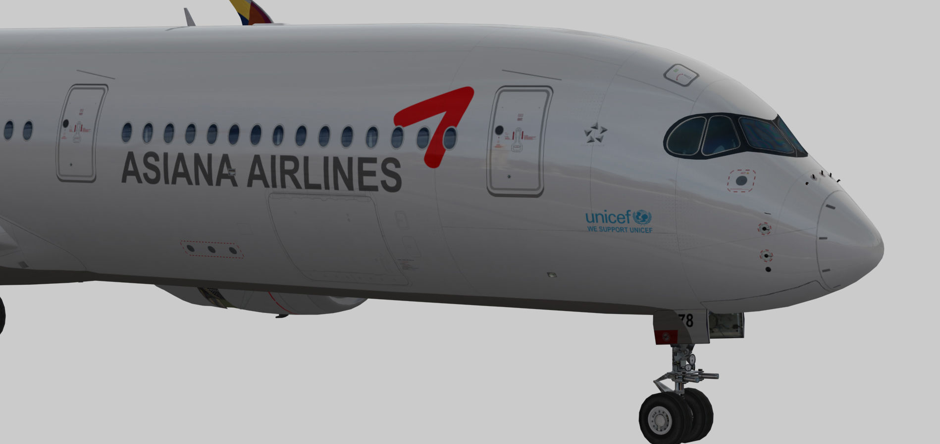 Airbus A350-900 XWB Asiana Airlines HL8078 Low-poly 3D model_4