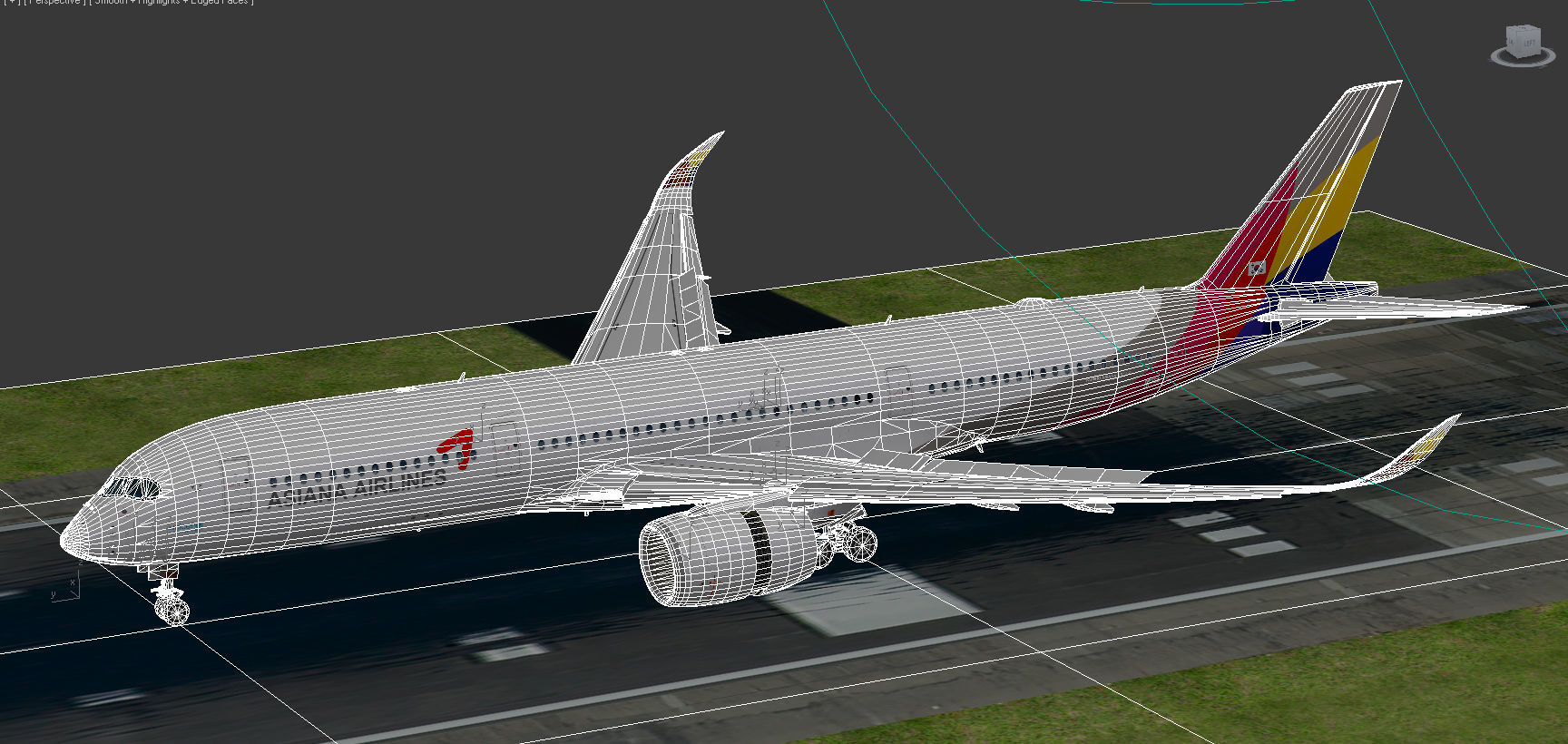 Airbus A350-900 XWB Asiana Airlines HL8078 Low-poly 3D model_24