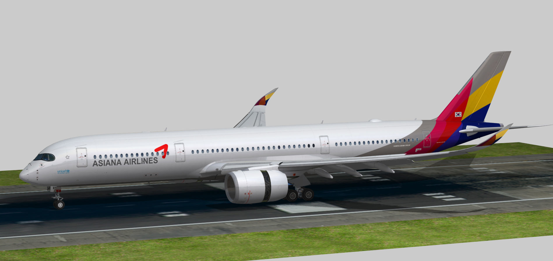 Airbus A350-900 XWB Asiana Airlines HL8078 Low-poly 3D model_2