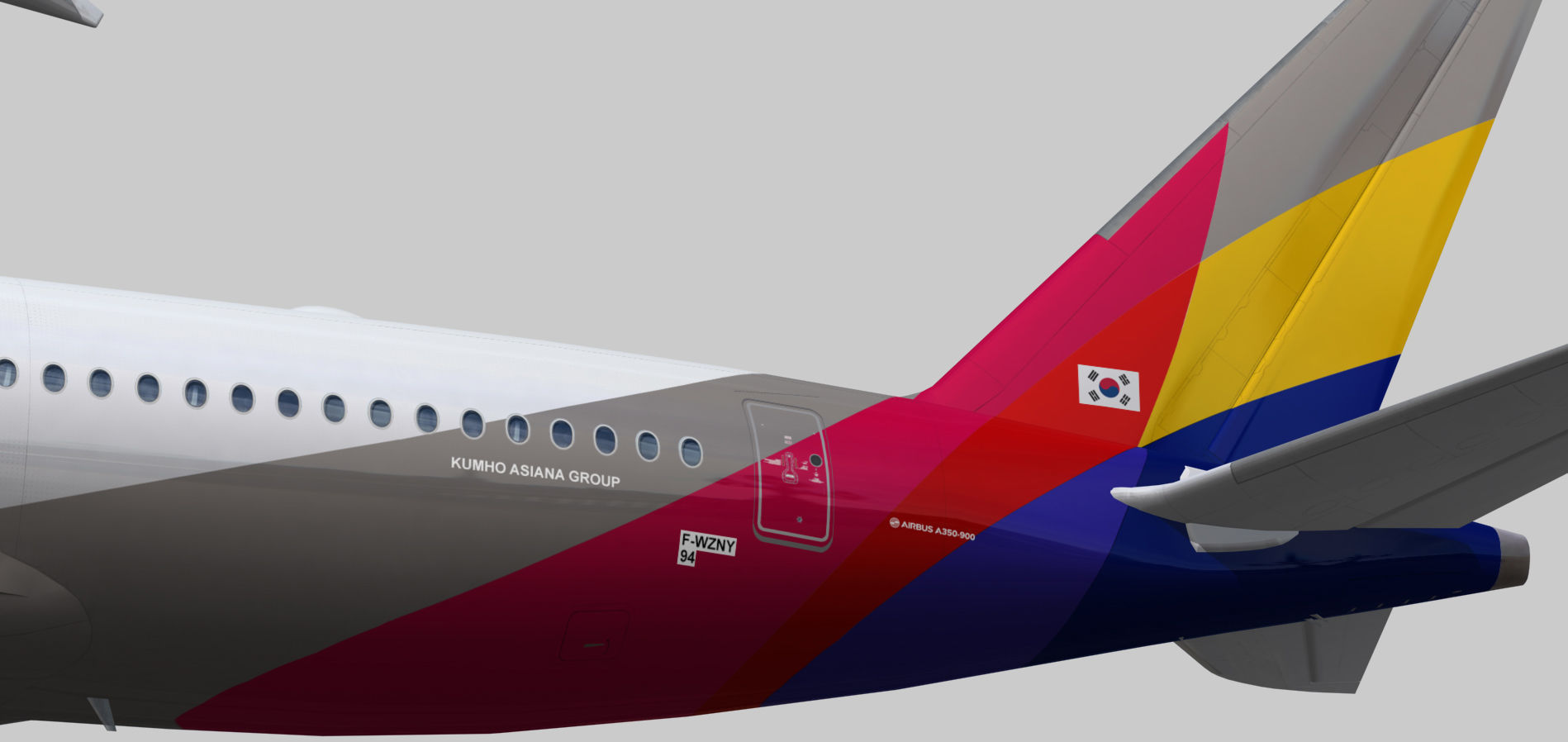 Airbus A350-900 XWB Asiana Airlines HL8078 Low-poly 3D model_6