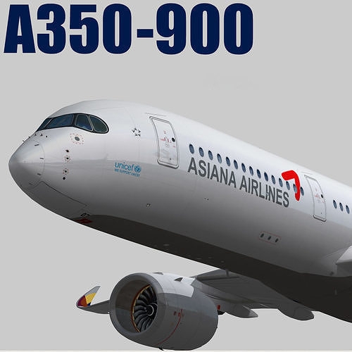 Airbus A350-900 XWB Asiana Airlines HL8078 Low-poly 3D model
