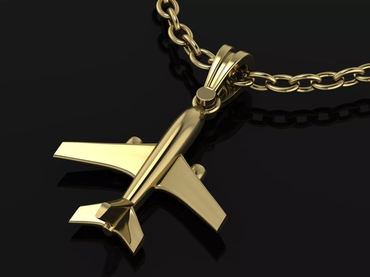 Airplane pendant Luxury Jewelry Gold 3D print model