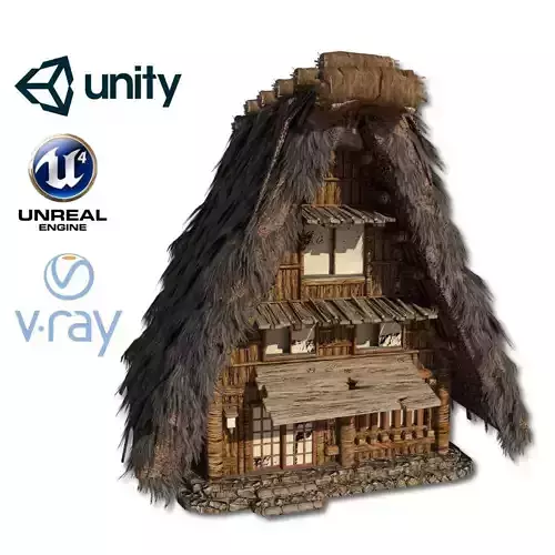 Shirakawago Village Set House 1 Low-poly 3D model