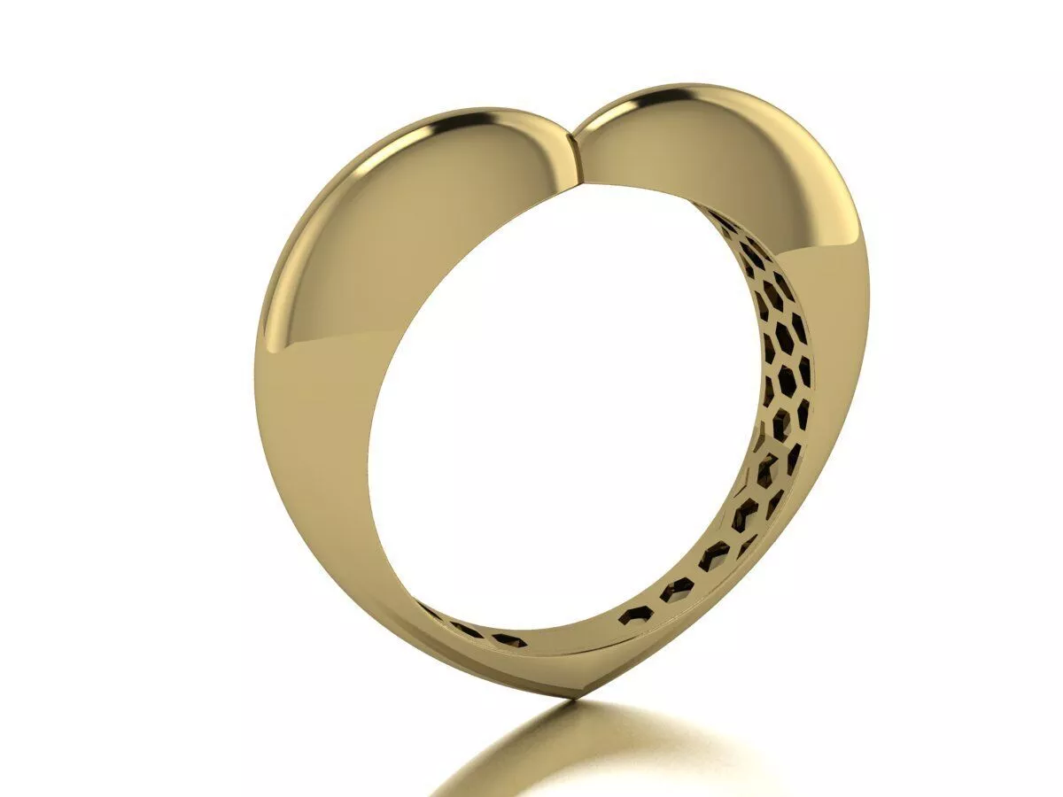 Heart Ring Luxury Jewelry Gold 3D print model