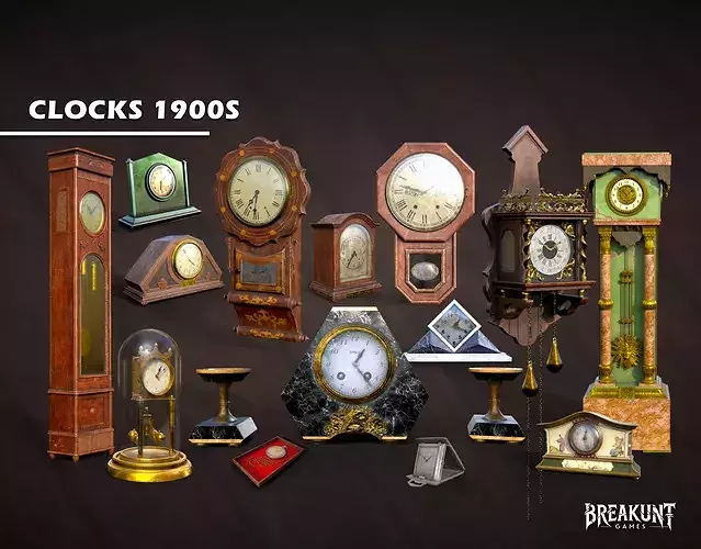 Clocks 1900s - 15 unique meshes -  Unreal Engine 5 
