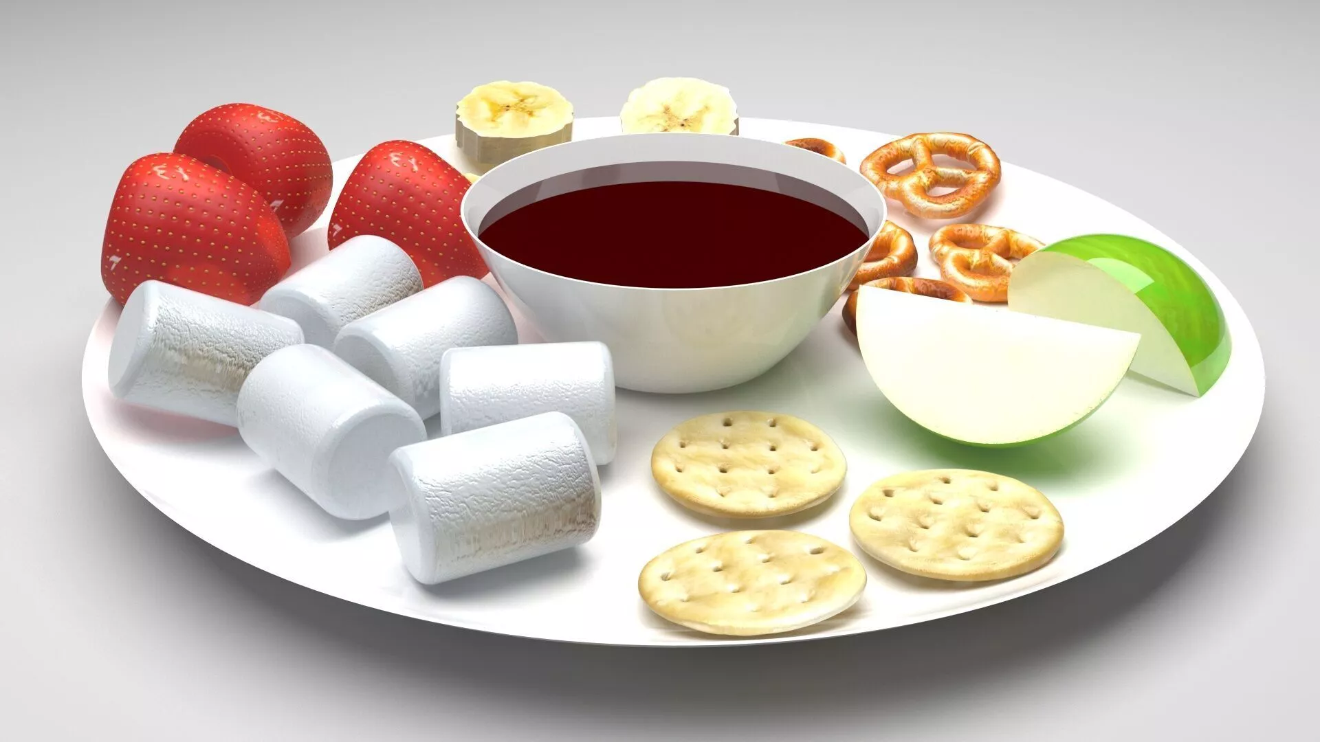 Chocolate Fondue Platter 3D model