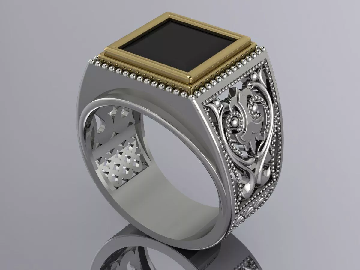 Mens Ring Luxury Jewelry Gold 3D print model