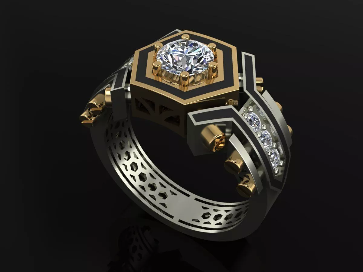 Mens Ring Luxury Jewelry Gold 3D print model