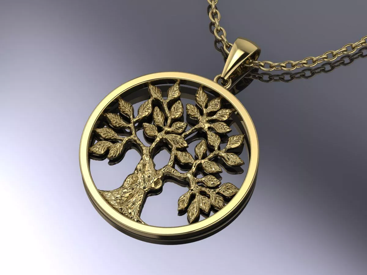Tree Pendant Diamonds Luxury Gold 3D print model