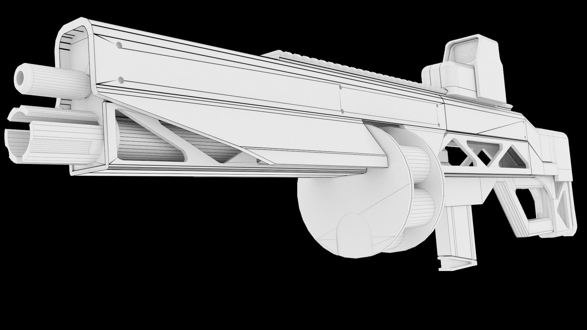 Cyberpunk rifle Free 3D model_4