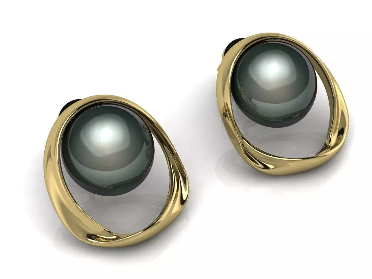 Earring Pearl Gemstone Luxury Gold 3D print model