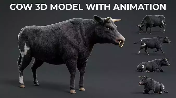 Cow 3D Model with Animation