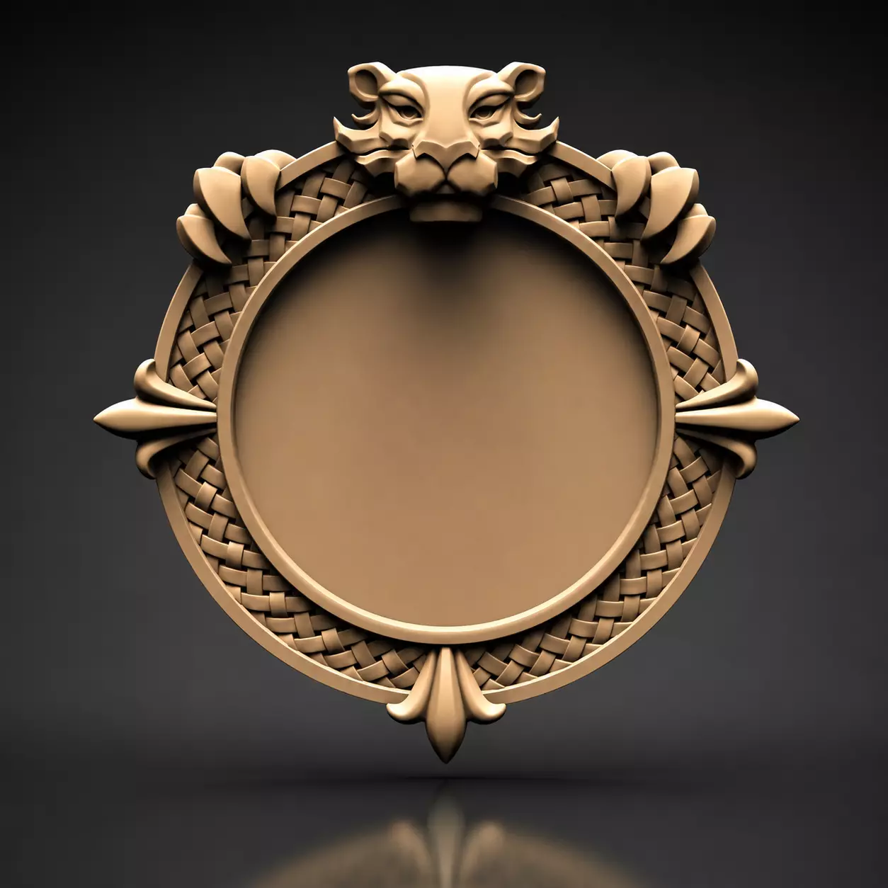 Majestic Tiger Head Circular Frame 3D model
