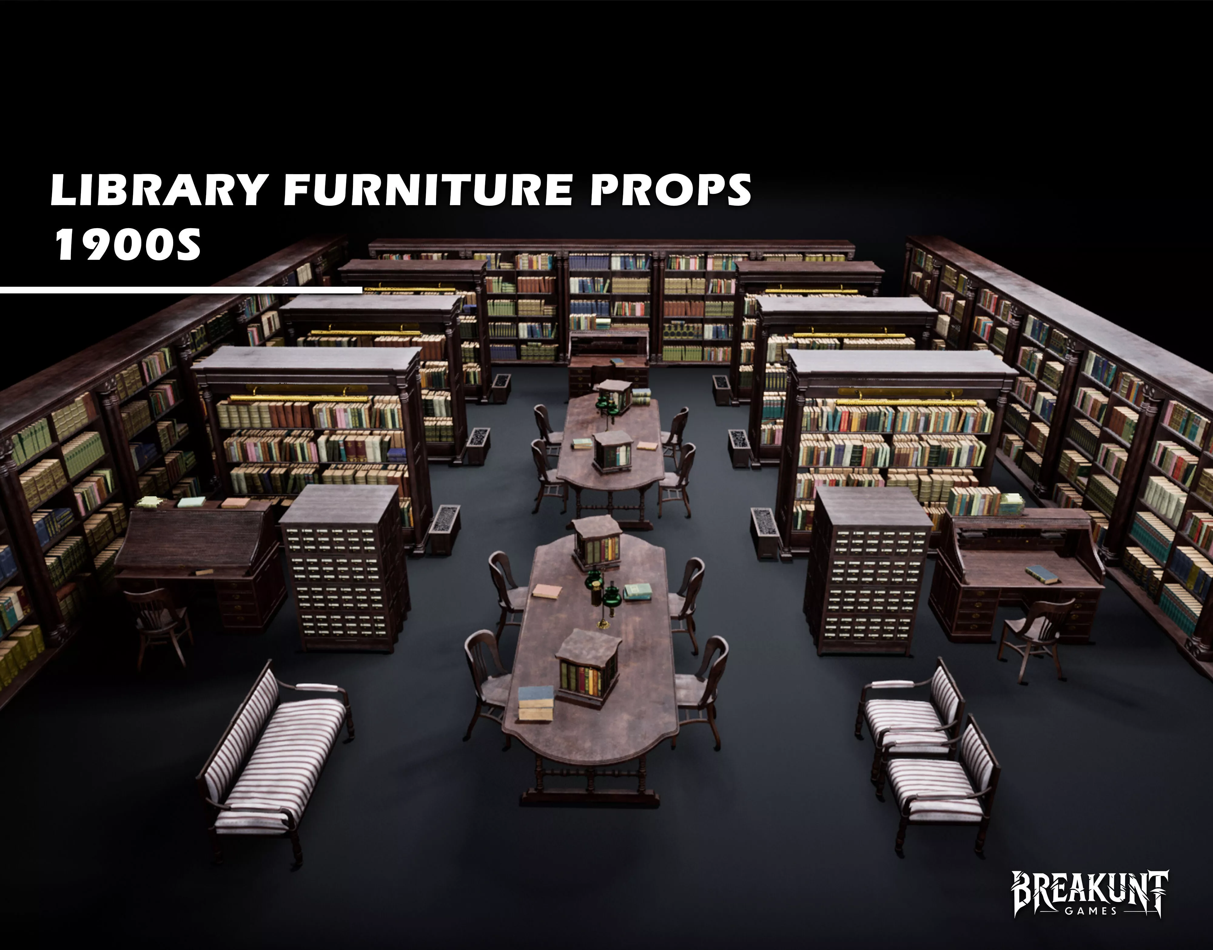 Library Furniture 1900s - Unreal Engine 5 3D model