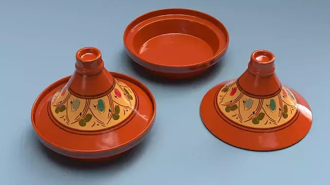 Moroccan Tagine Pot Ceramic 3D model 4