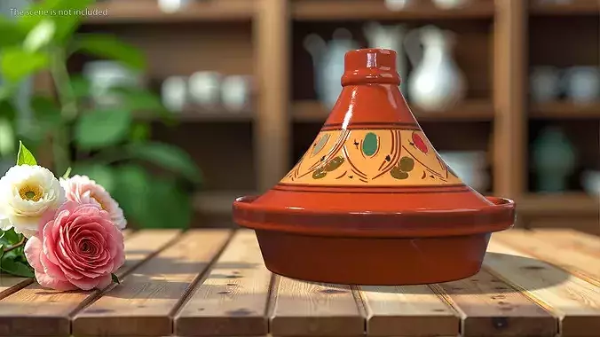 Moroccan Tagine Pot Ceramic 3D model 2