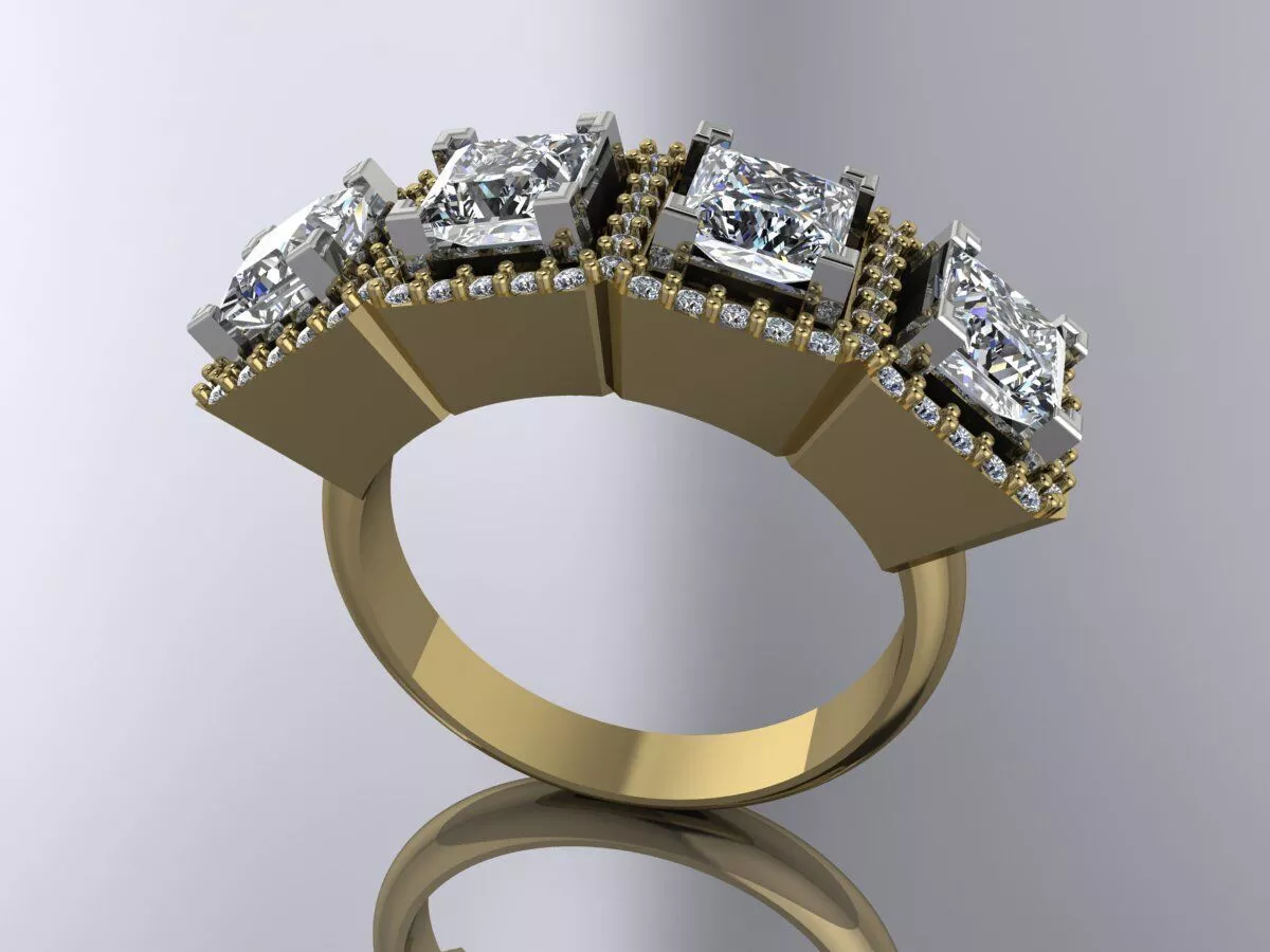 Princess Gemstone Ring Luxury Jewerly 3D print model
