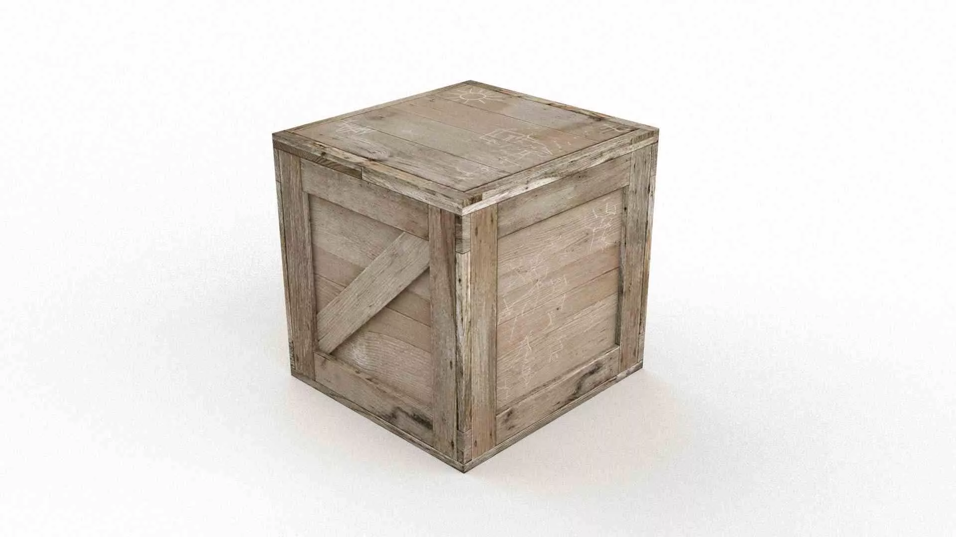 Old wooden storage crate Low-poly 3D model