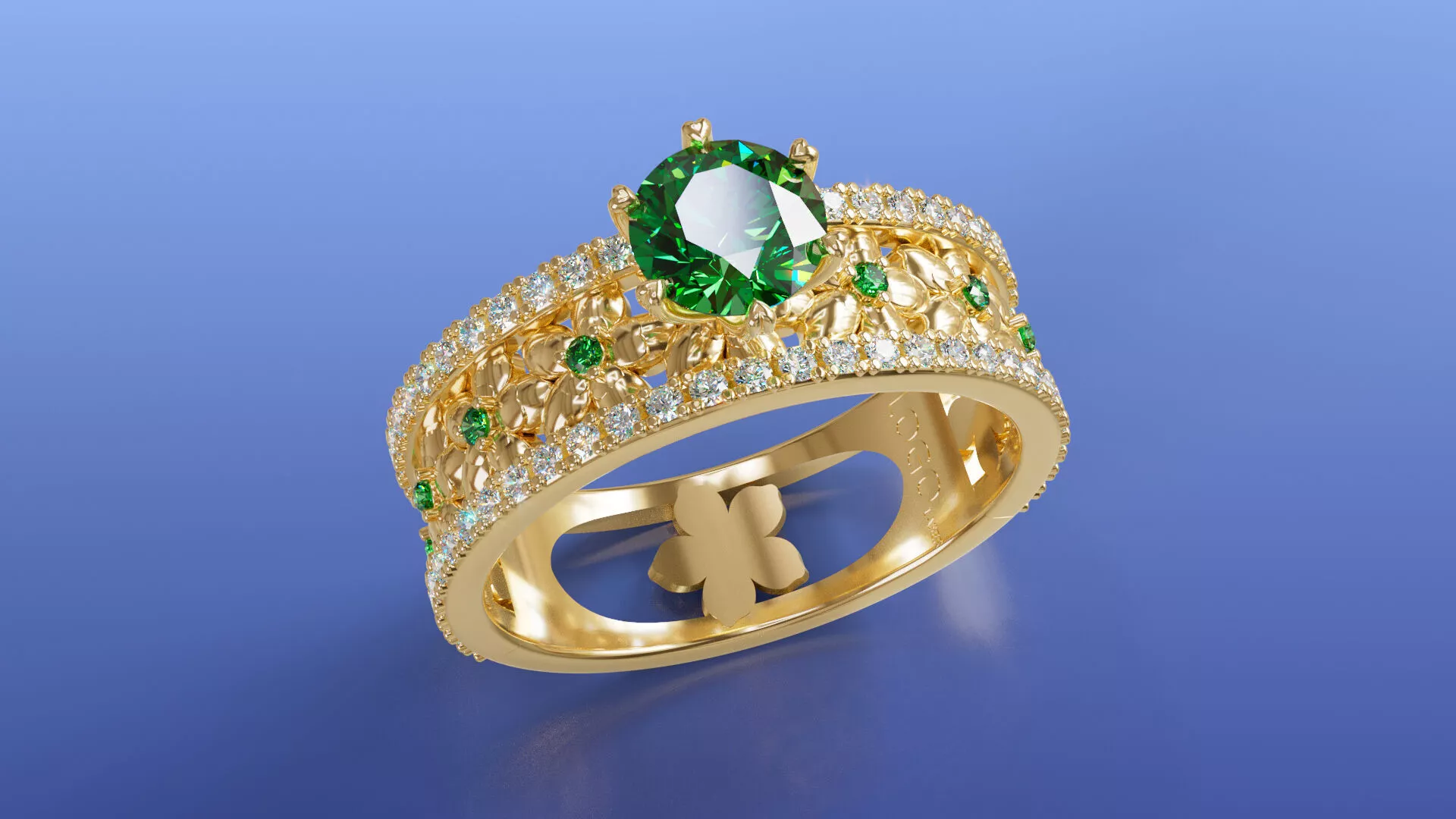 Luxury Vintage Flower Halo Diamond Engagement Ring 3D print model