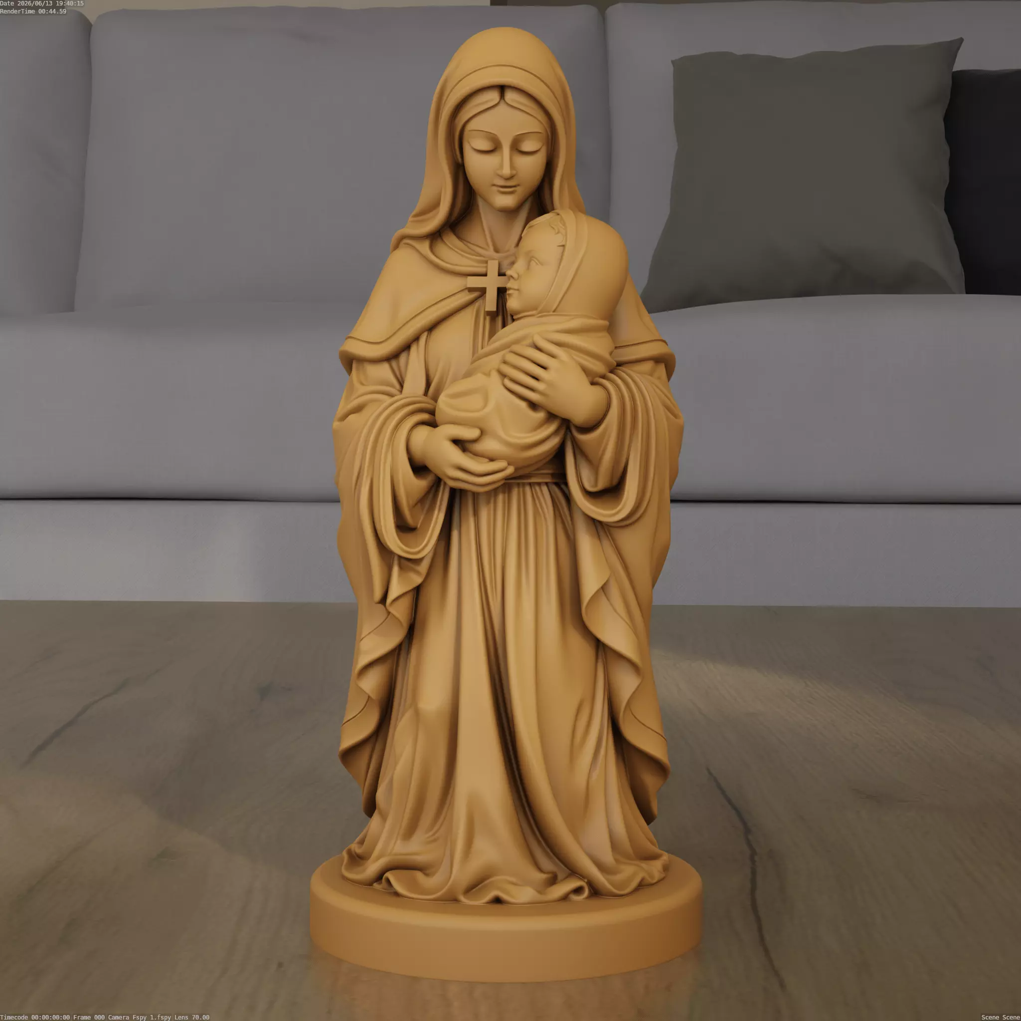 Virgin Mary and Baby Jesus Statue STL 3D Print Model 3D print model