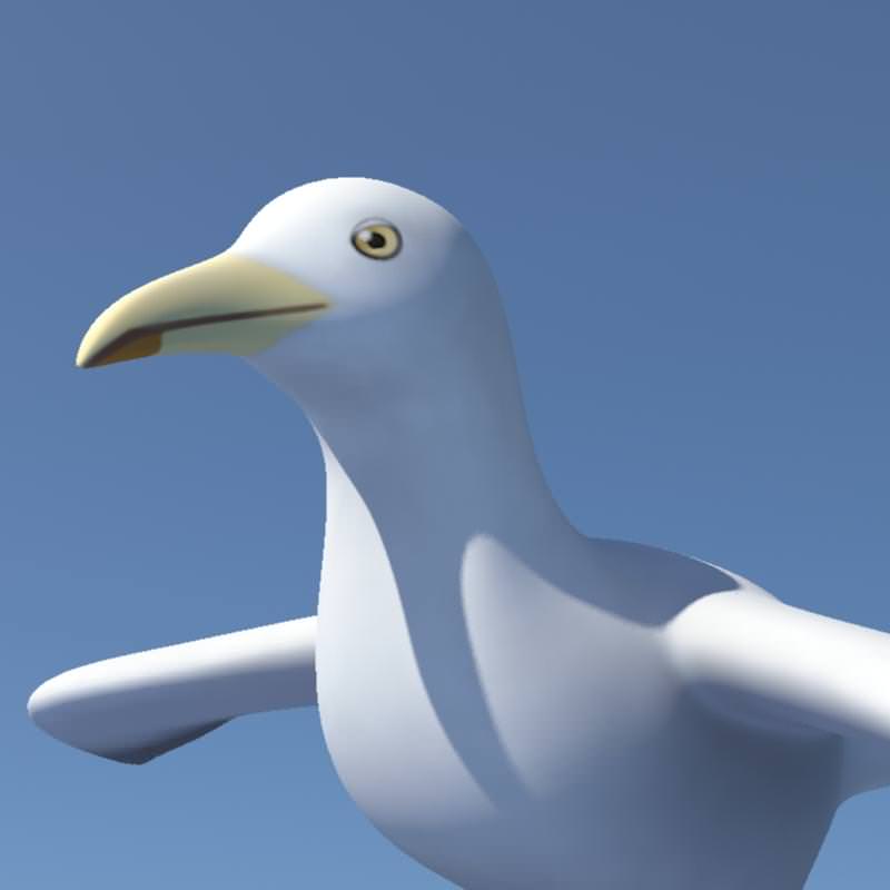 Seagull on sky Low-poly 3D model_11