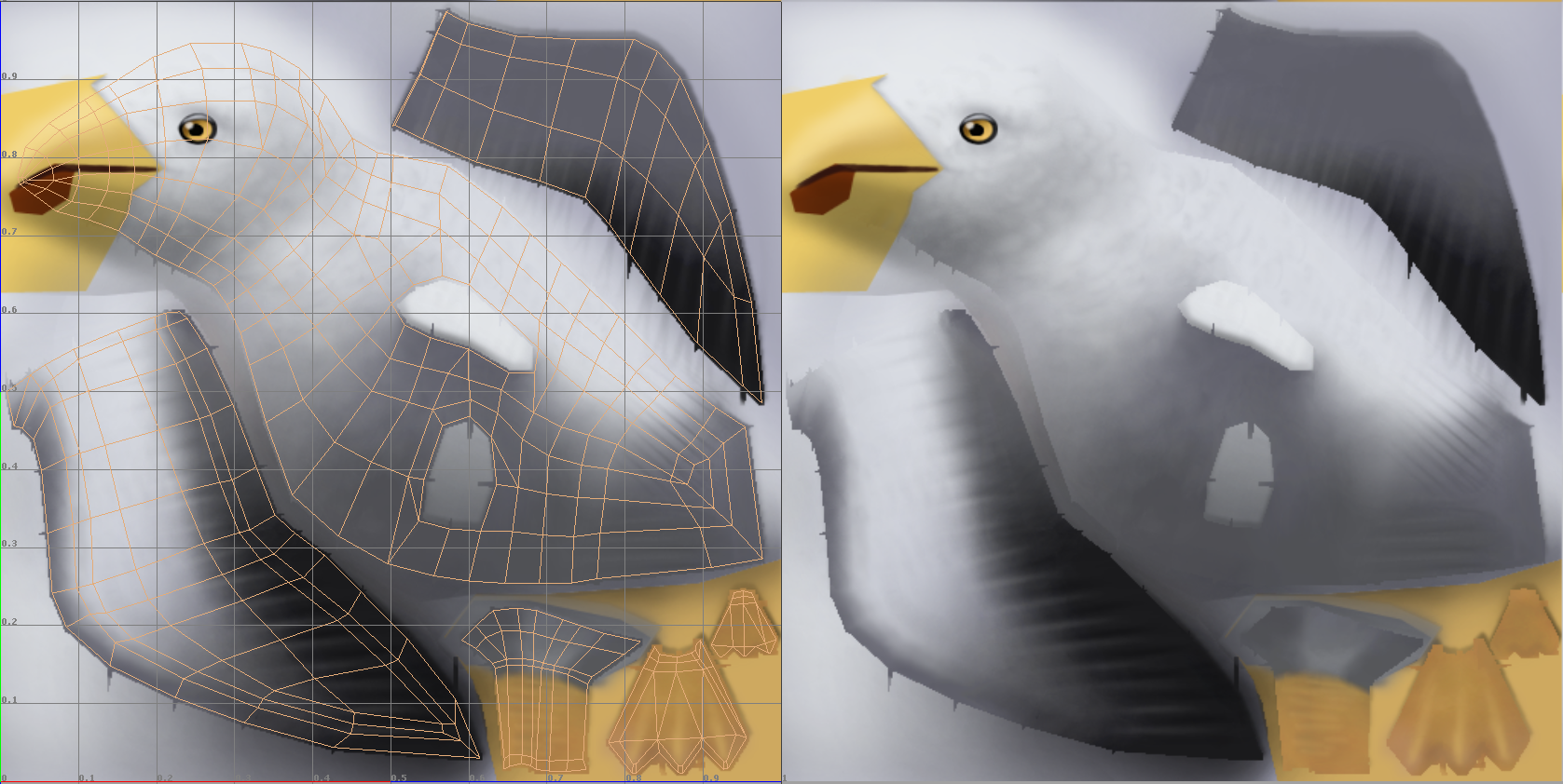 Seagull on sky Low-poly 3D model_14
