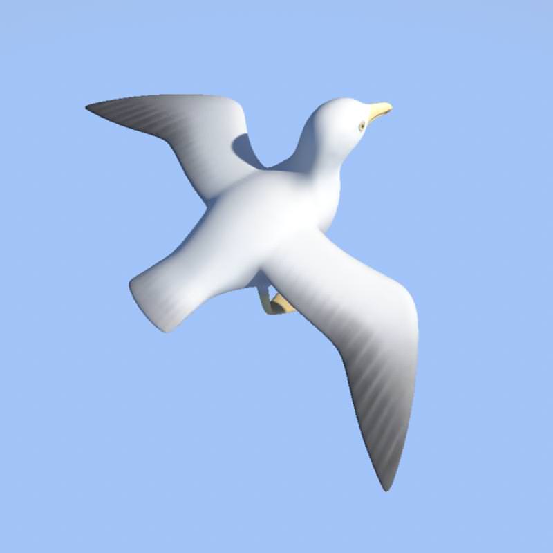 Seagull on sky Low-poly 3D model_6