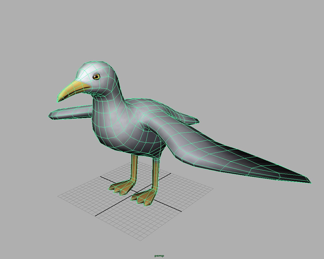 Seagull on sky Low-poly 3D model_3