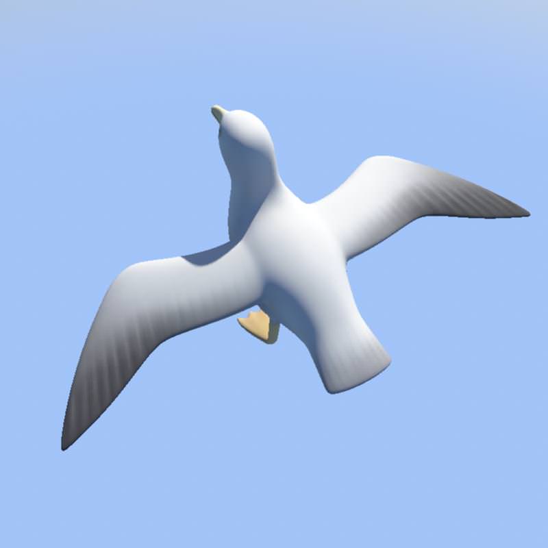 Seagull on sky Low-poly 3D model_4