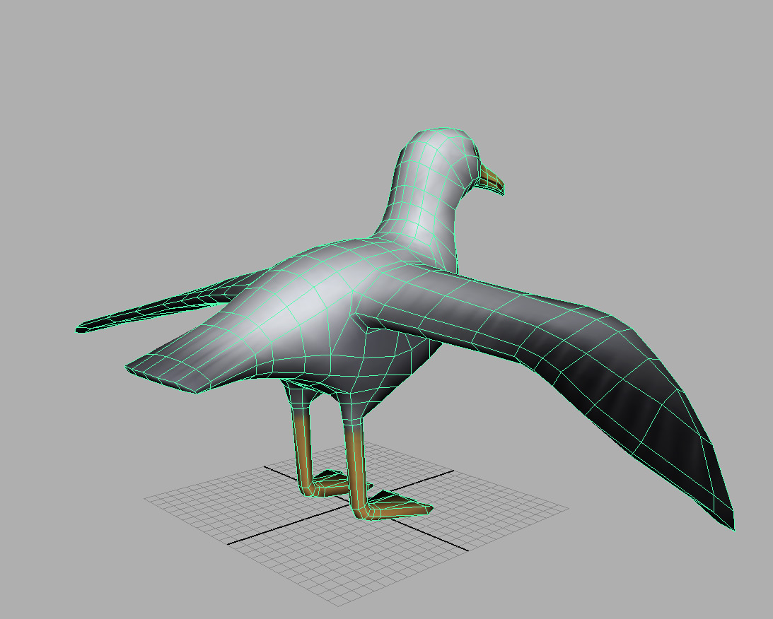 Seagull on sky Low-poly 3D model_9